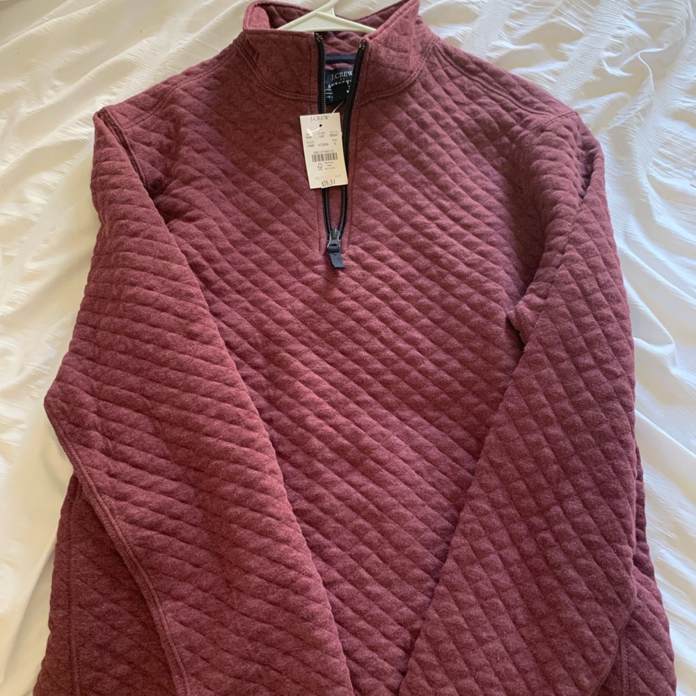 Maroon Quilted Half-Zip Pullover